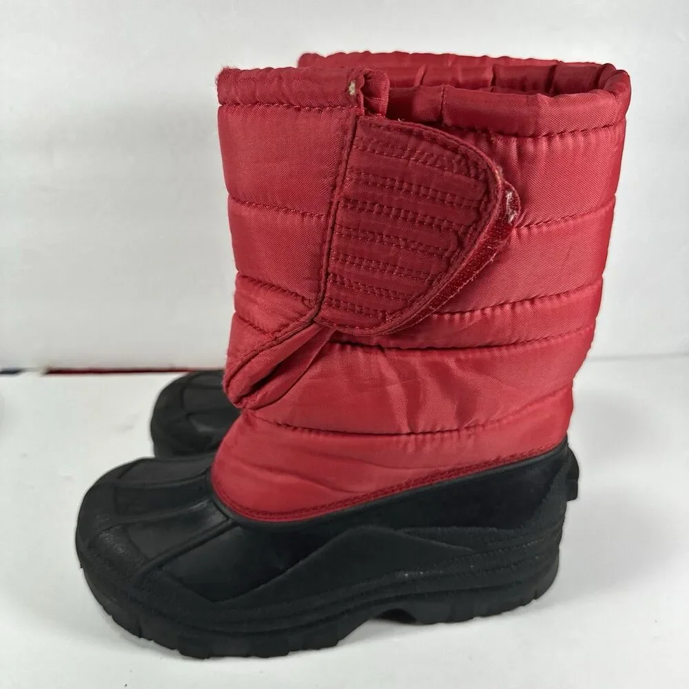 Red Quilted Mid-Calf Winter Snow Boots - Kids Size 3